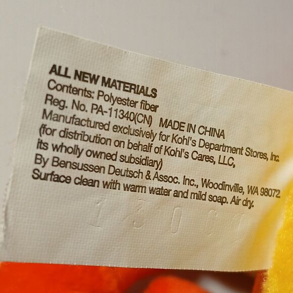 Kohls Cares Yellow Orange Pout Pout Fish Crab Stuffed Plush Animal Toy Doll 16" - Picture 4 of 4